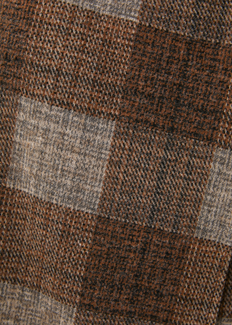 Top marron ample à carreaux en jersey manches longues - marron#couleur_marron