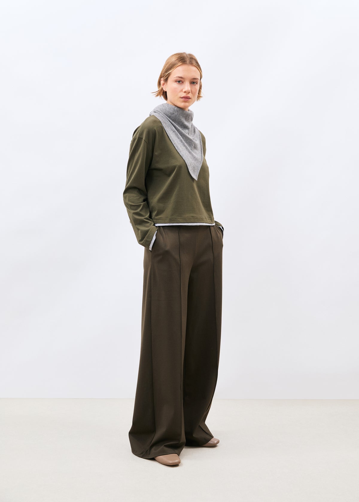 T-shirt kaki et gris - Komaro - KAKI/GRIS CLAIR#couleur_KAKI/GRIS CLAIR
