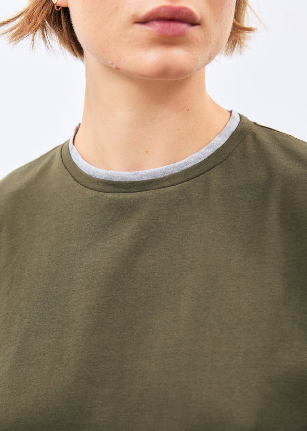 T-shirt kaki et gris - Komaro - KAKI/GRIS CLAIR#couleur_KAKI/GRIS CLAIR