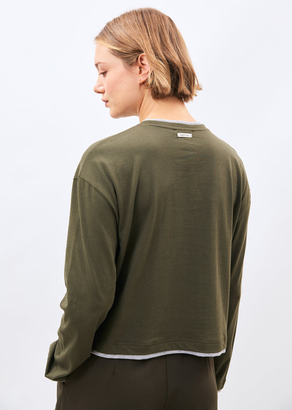 T-shirt kaki et gris - Komaro - KAKI/GRIS CLAIR#couleur_KAKI/GRIS CLAIR
