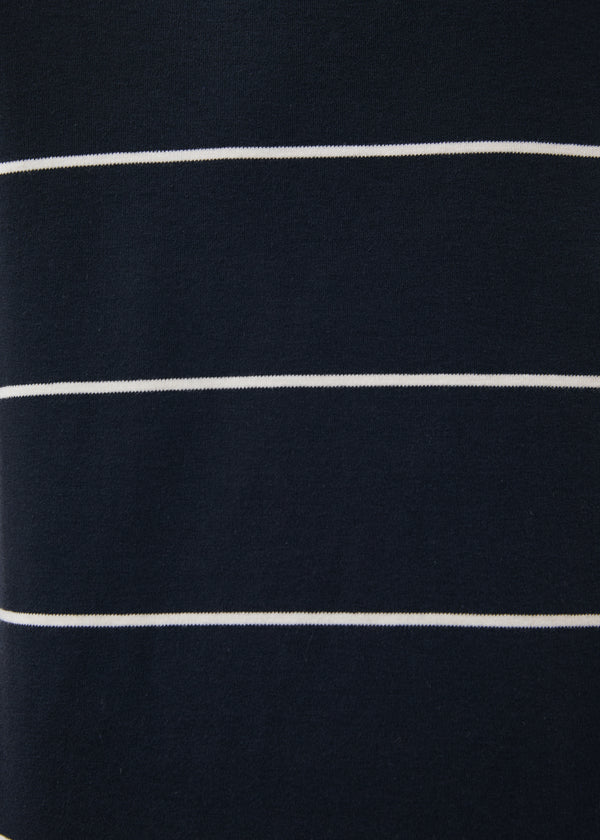 T-shirt blanc et bleu marine en jersey rayé manches longues - BLANC/MARINE#couleur_BLANC/MARINE