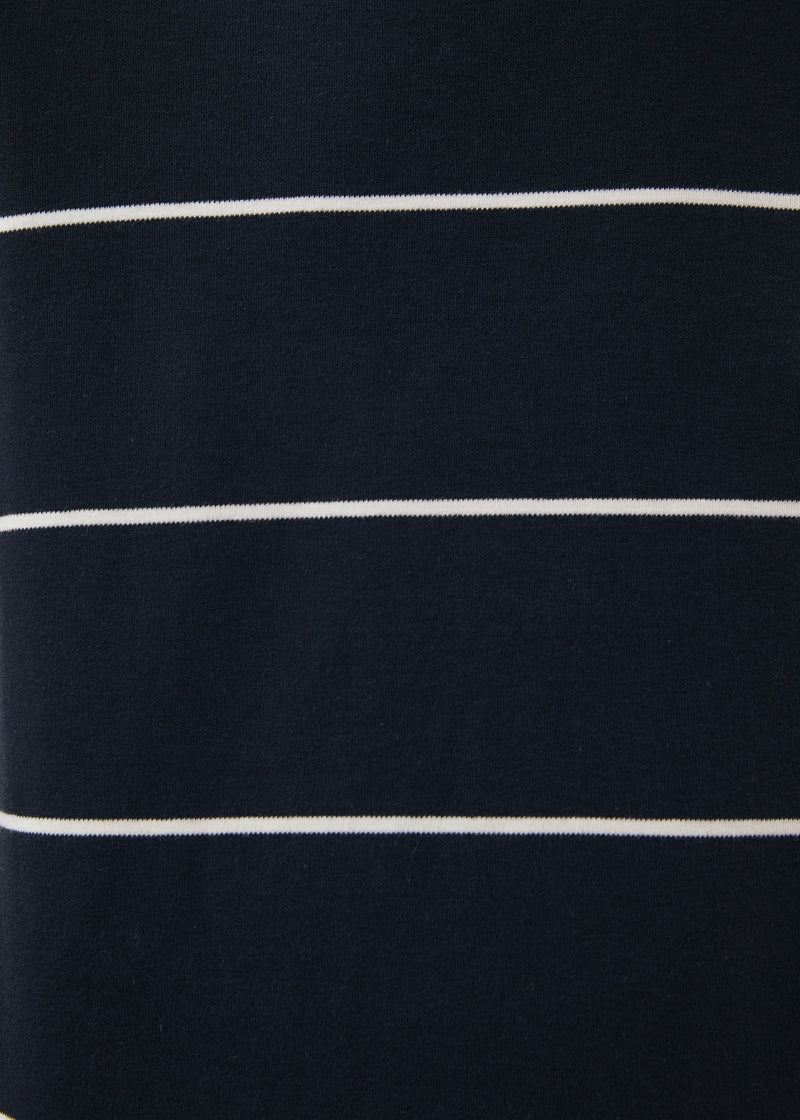 T-shirt blanc et bleu marine en jersey rayé manches longues - BLANC/MARINE#couleur_BLANC/MARINE