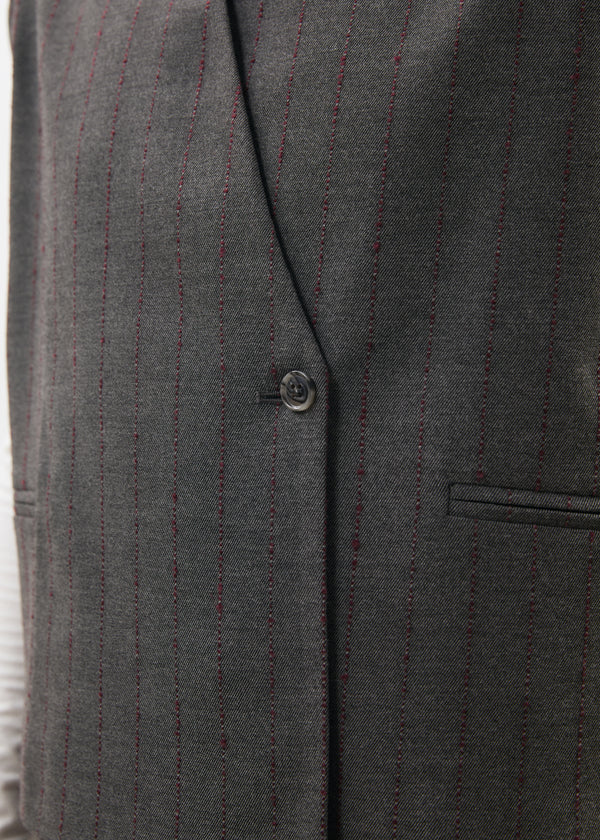 Veste sans manches gris et bordeaux en flanelle rayée - ANTHRACITE/BORDEAUX#couleur_ANTHRACITE/BORDEAUX