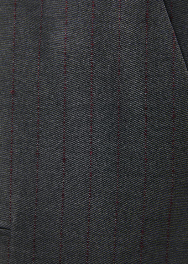 Veste sans manches gris et bordeaux en flanelle rayée - ANTHRACITE/BORDEAUX#couleur_ANTHRACITE/BORDEAUX