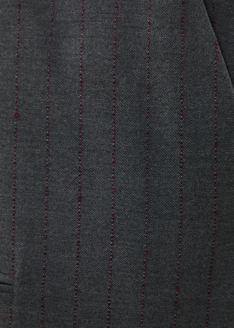 Veste sans manches gris et bordeaux en flanelle rayée - ANTHRACITE/BORDEAUX#couleur_ANTHRACITE/BORDEAUX