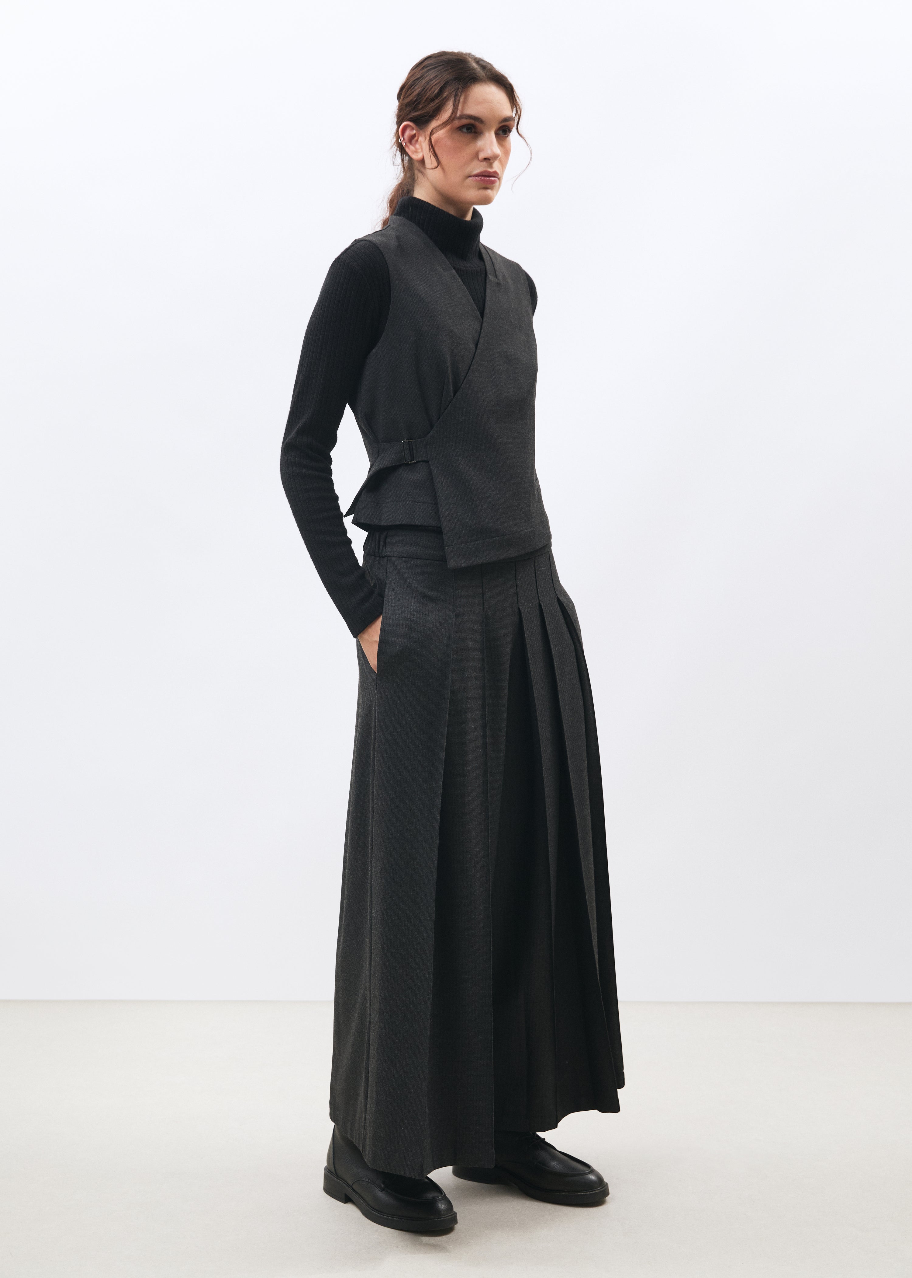 Gilet gris cache-cœur - ANTHRACITE#couleur_ANTHRACITE