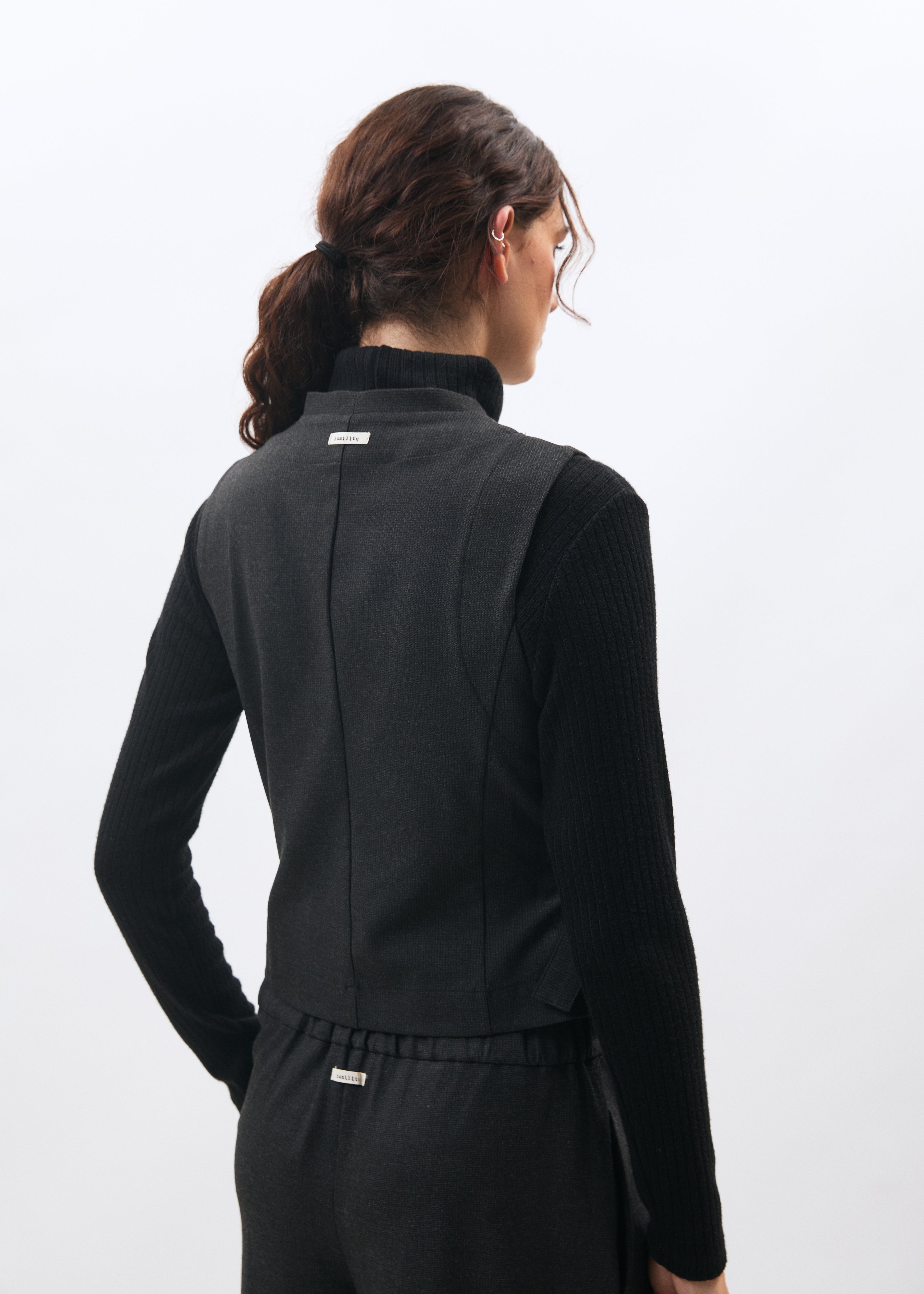Gilet gris cache-cœur - ANTHRACITE#couleur_ANTHRACITE