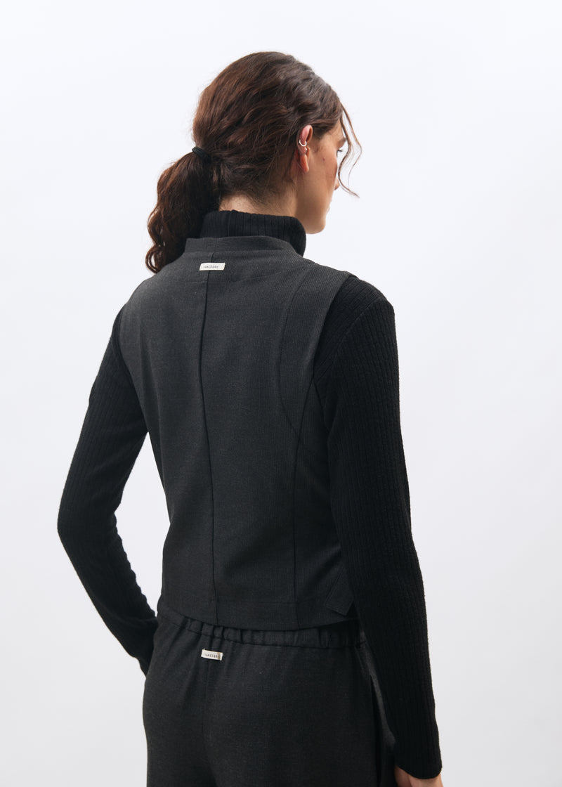 Gilet gris cache-cœur - ANTHRACITE#couleur_ANTHRACITE