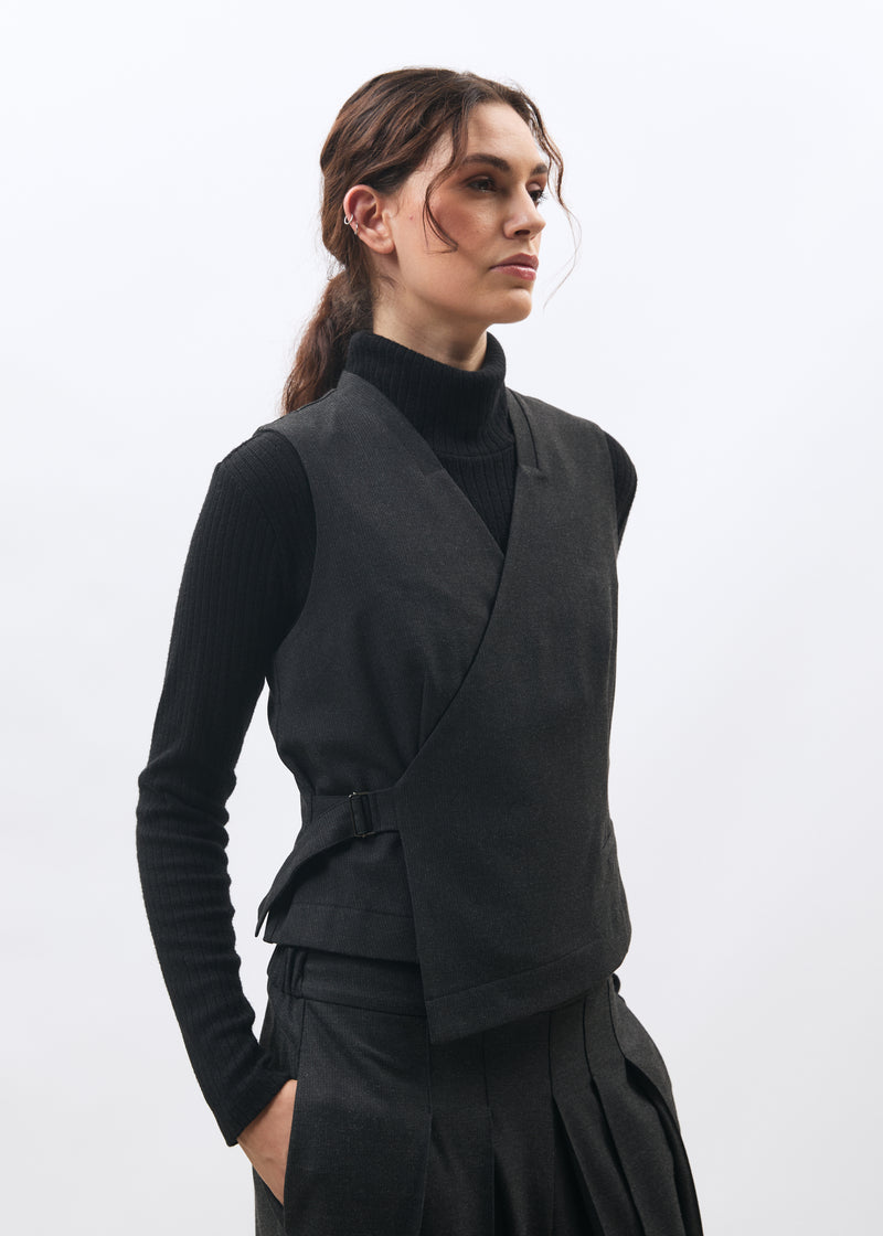 Gilet gris cache-cœur - ANTHRACITE#couleur_ANTHRACITE