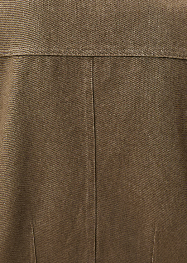 Veste courte en denim terracotta manches longues - SIENNE#couleur_SIENNE