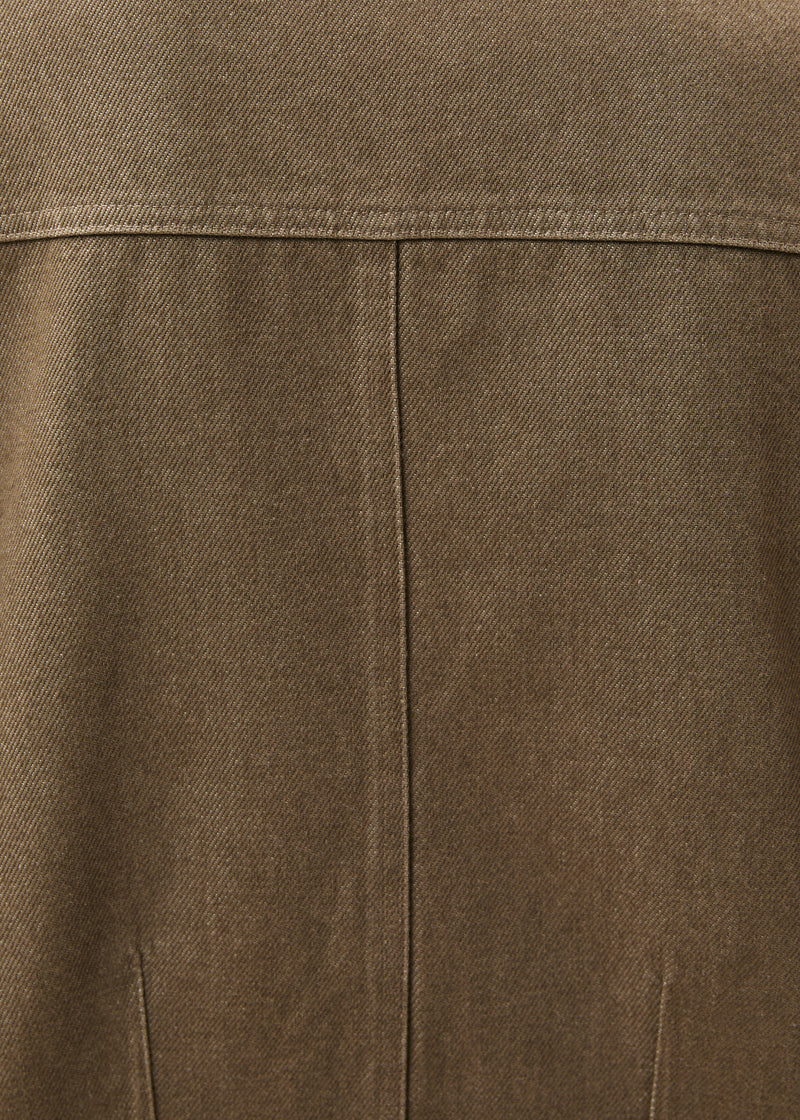 Veste courte en denim terracotta manches longues - SIENNE#couleur_SIENNE