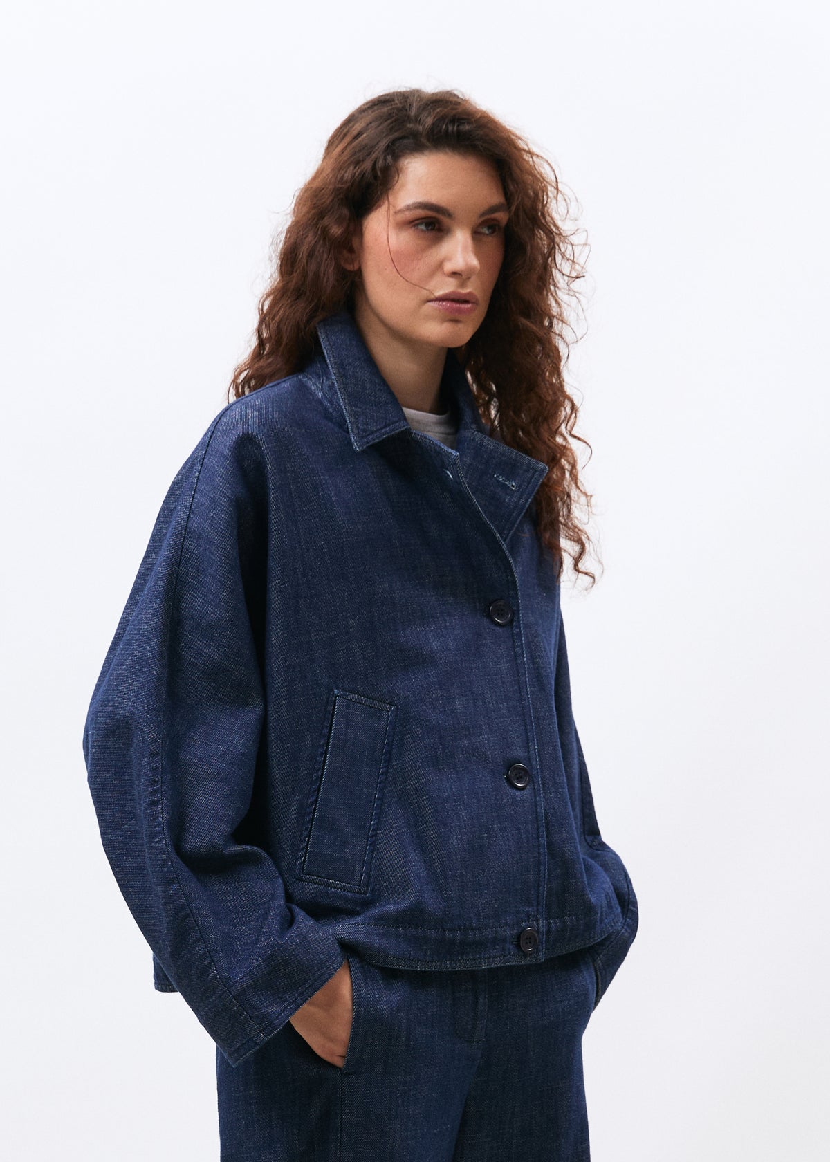 Blouson bleu foncé - Mistria - BLEU DENIM#couleur_BLEU DENIM