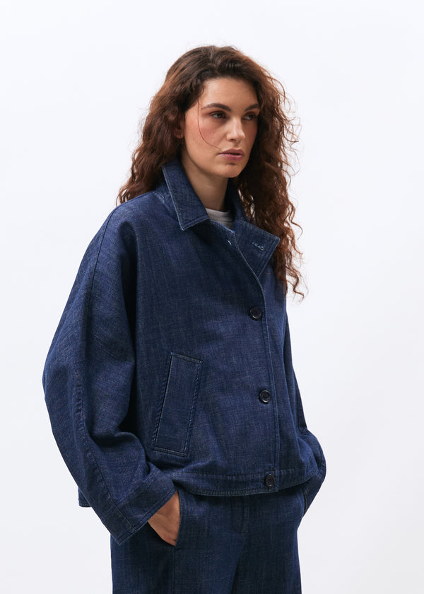 Blouson bleu foncé - Mistria - BLEU DENIM#couleur_BLEU DENIM