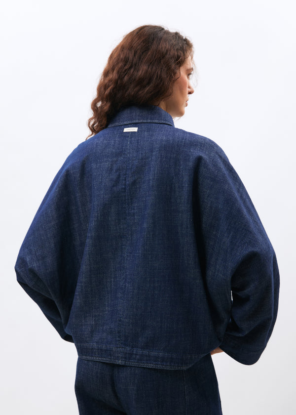 Blouson bleu foncé - Mistria - BLEU DENIM#couleur_BLEU DENIM