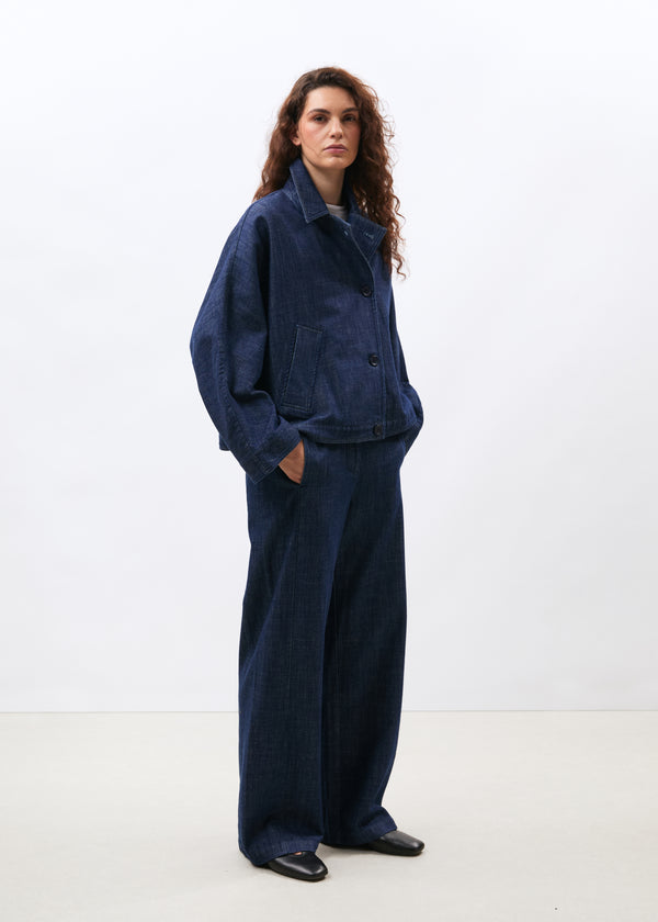 Blouson bleu foncé - Mistria - BLEU DENIM#couleur_BLEU DENIM